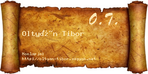 Oltyán Tibor névjegykártya